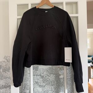 NEW Lululemon Scuba Oversized Pullover Black Logo Crewneck Sweatshirt M/L